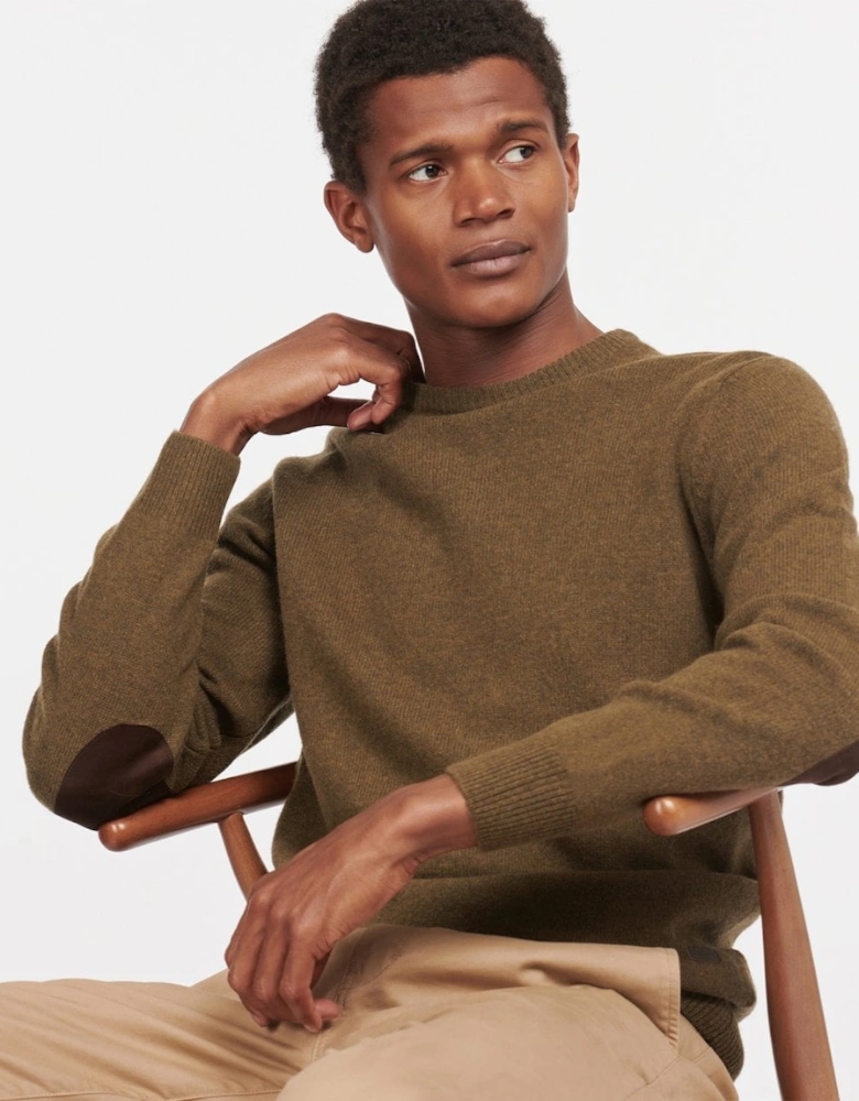 Essential Patch Mens Crew-Neck Jumper - Willow