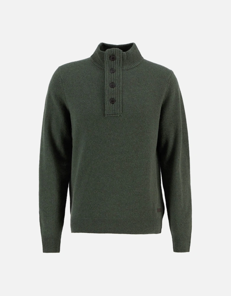Essential Patch Half Zip Mens Jumper - Olive