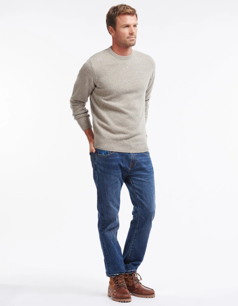 Essential Patch Mens Crew-Neck Jumper - Stone
