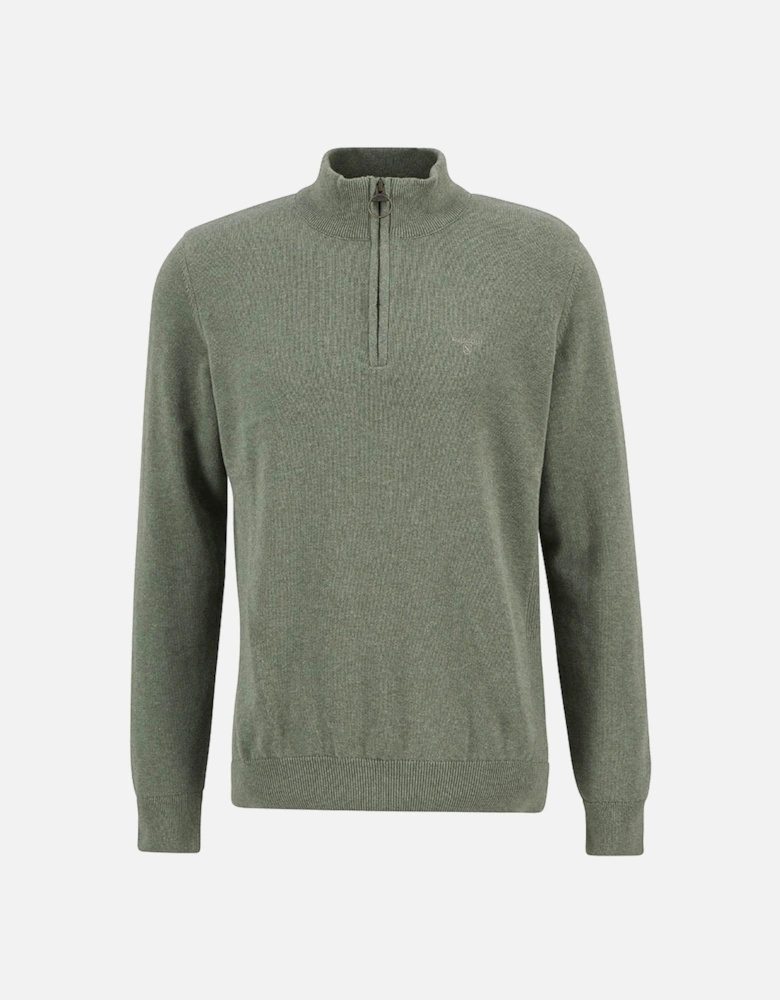 Cotton Mens Half Zip Jumper - Thyme