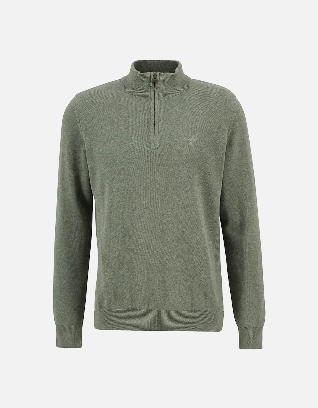 Cotton Mens Half Zip Jumper - Thyme, 2 of 1