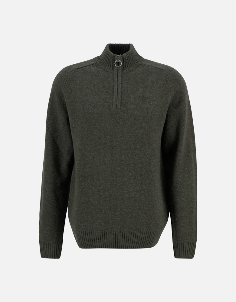 Grangetown Mens Half Zip Knitted Jumper - Mid Olive