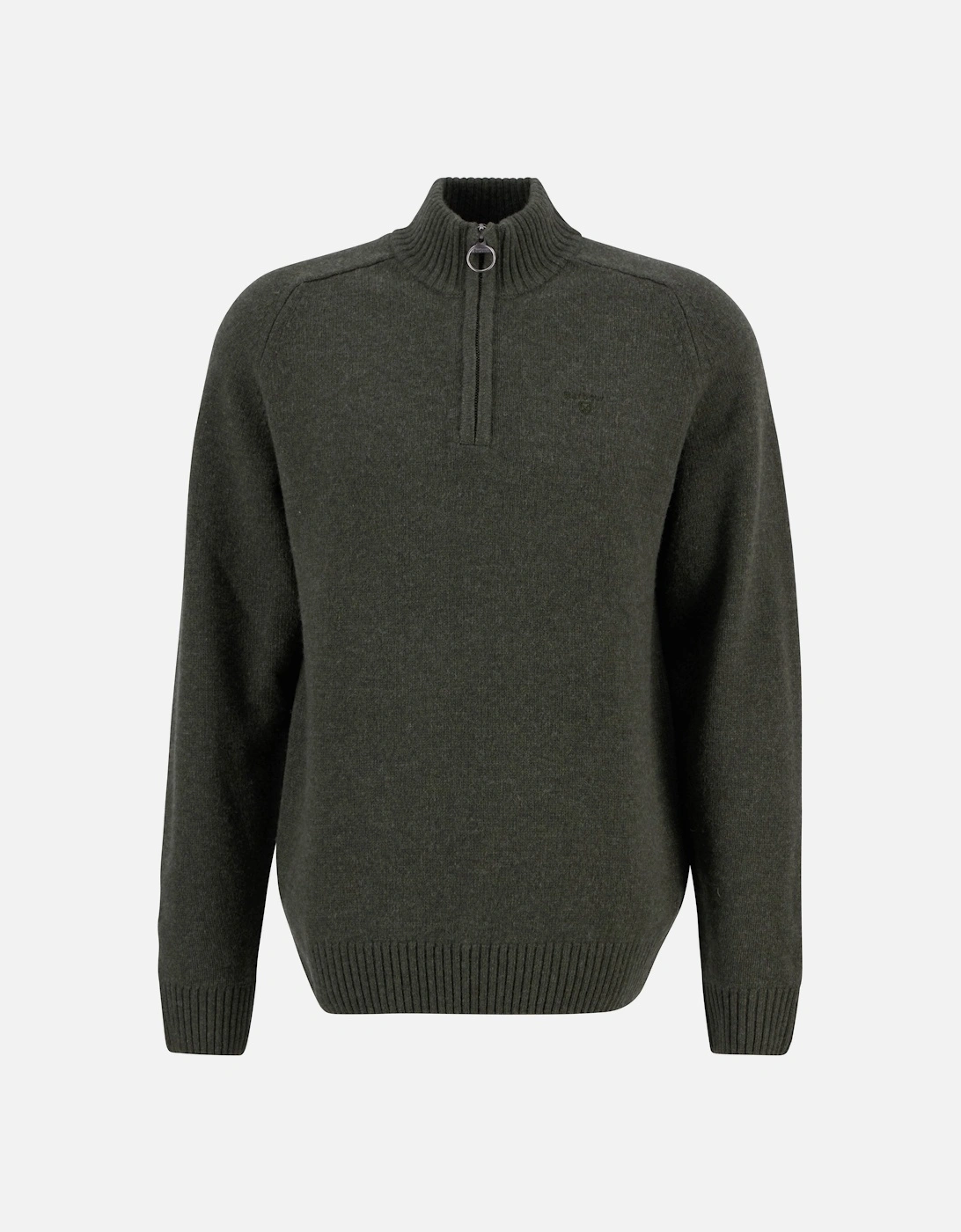 Grangetown Mens Half Zip Knitted Jumper - Mid Olive, 2 of 1