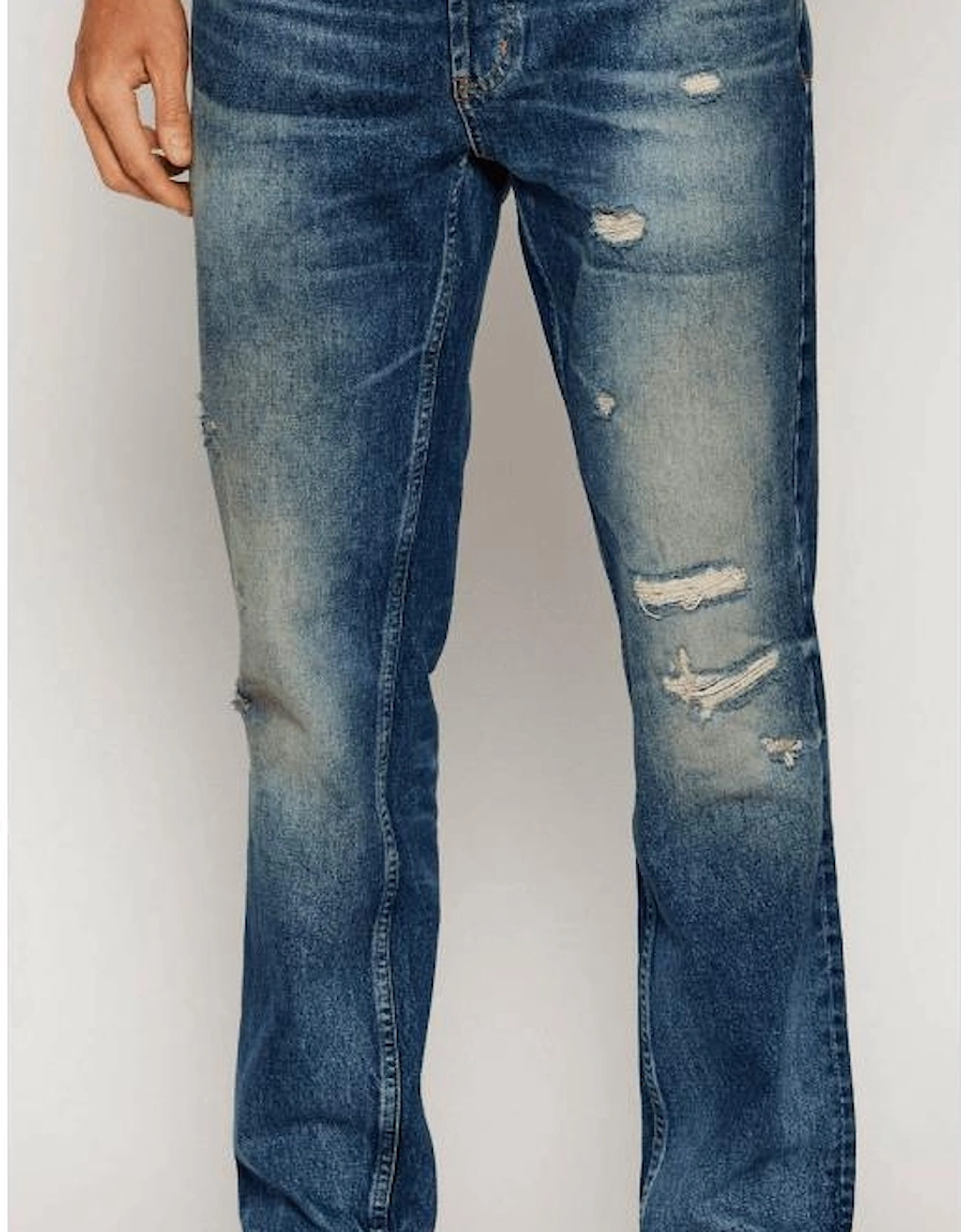HUGO 634 Tapered Fit Distressed Blue Jeans