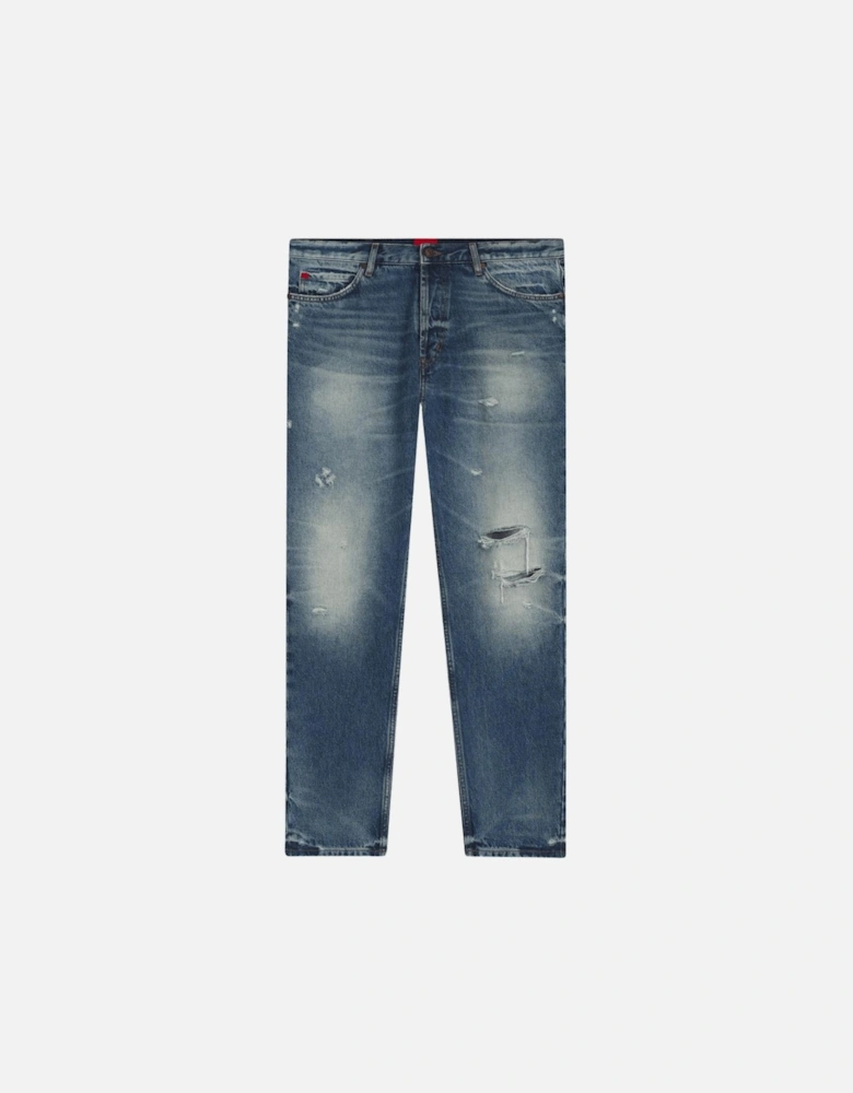 HUGO 634 Tapered Fit Distressed Blue Jeans