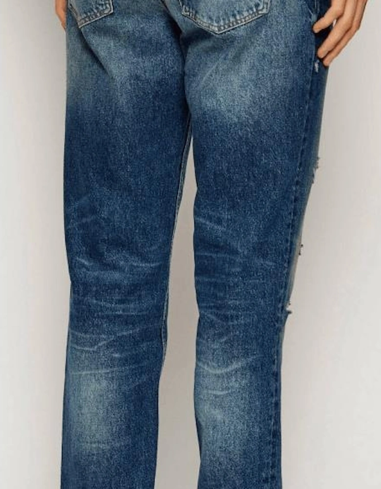 HUGO 634 Tapered Fit Distressed Blue Jeans