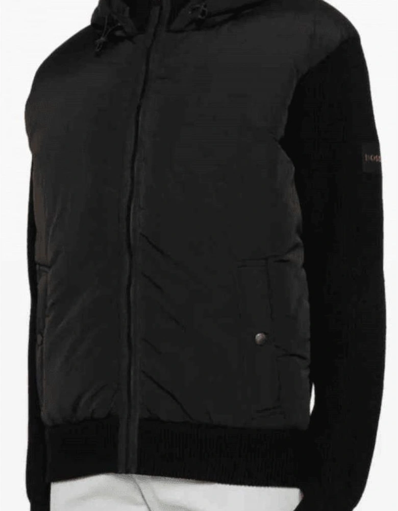 Kiaccio Hybrid Hooded Knitted Nylon Black Jacket