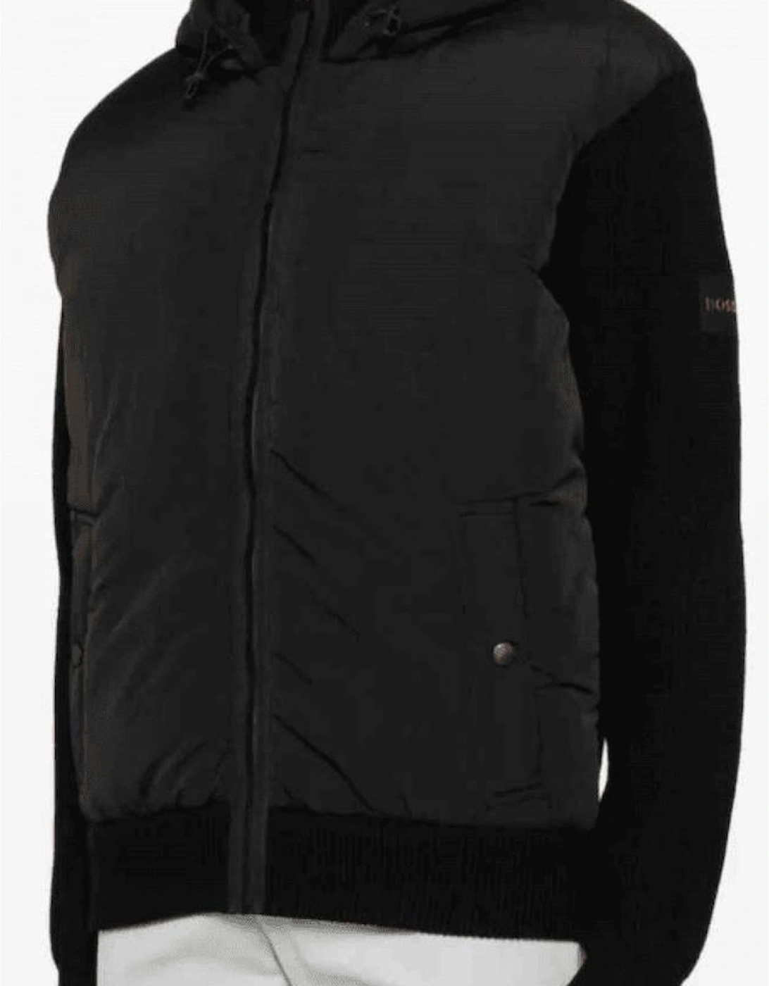 Kiaccio Hybrid Hooded Knitted Nylon Black Jacket
