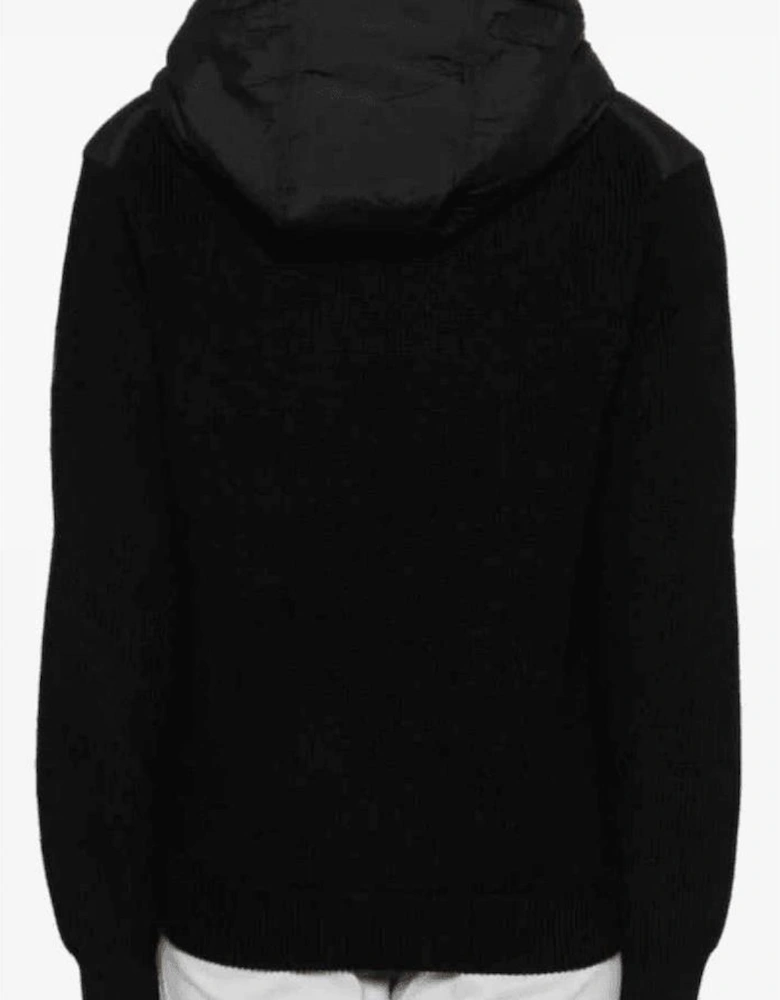 Kiaccio Hybrid Hooded Knitted Nylon Black Jacket