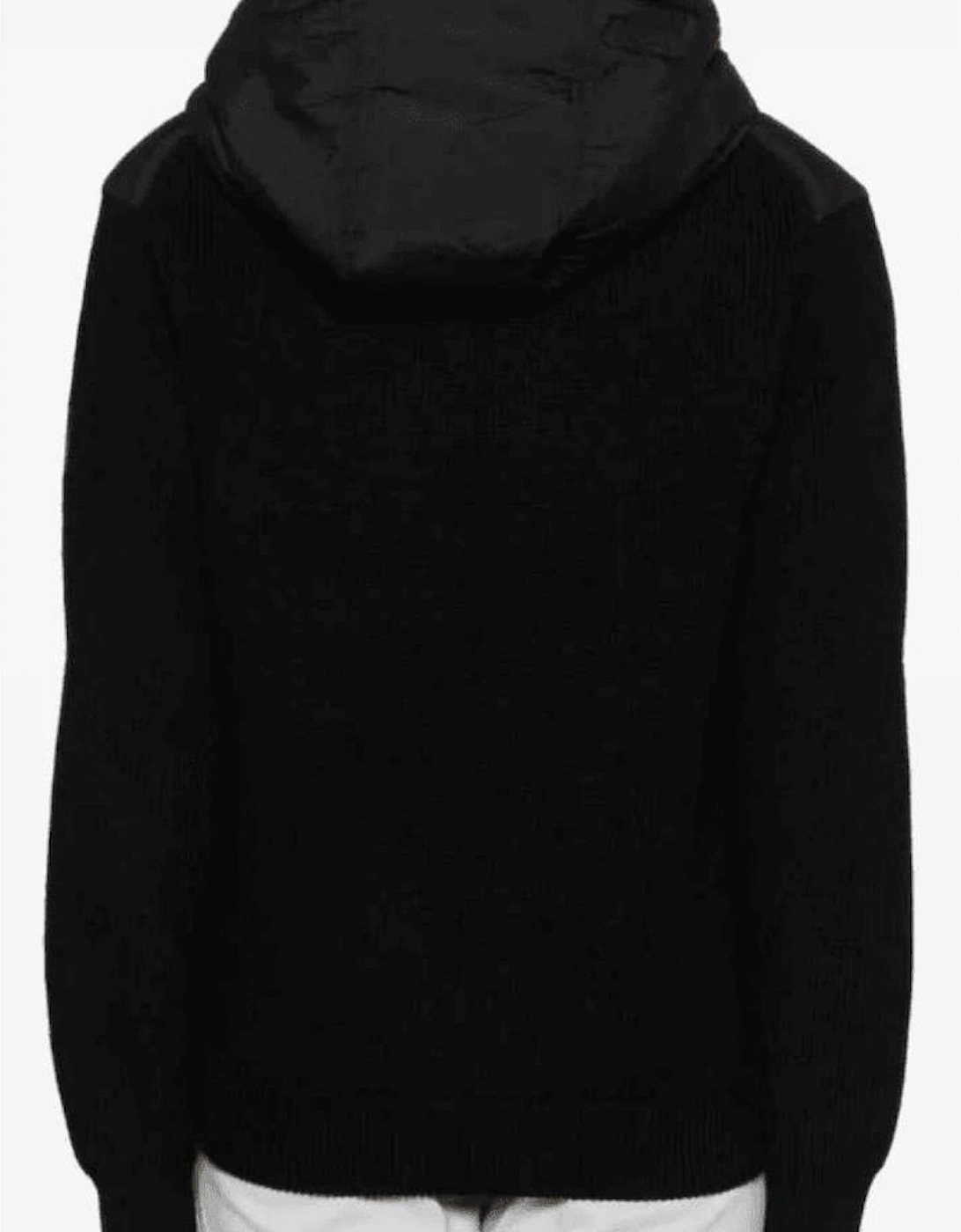 Kiaccio Hybrid Hooded Knitted Nylon Black Jacket