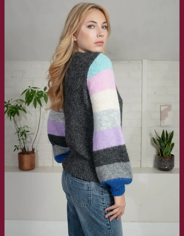 Morgan Supersoft Striped Cuff Jumper in Blue