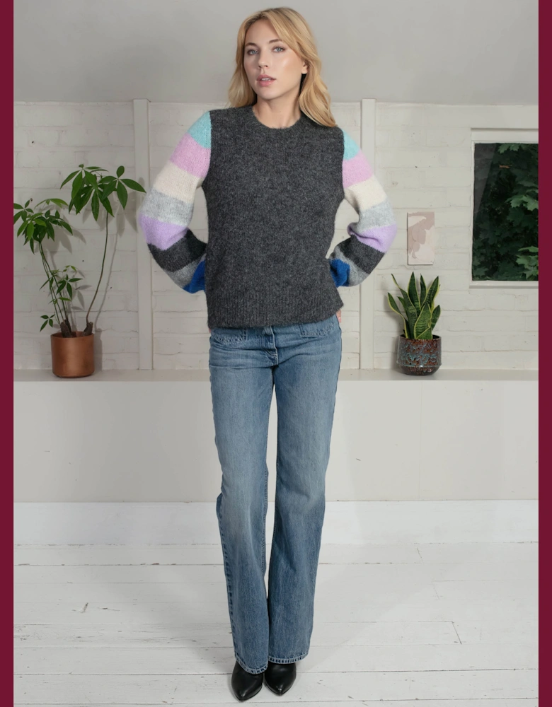 Morgan Supersoft Striped Cuff Jumper in Blue