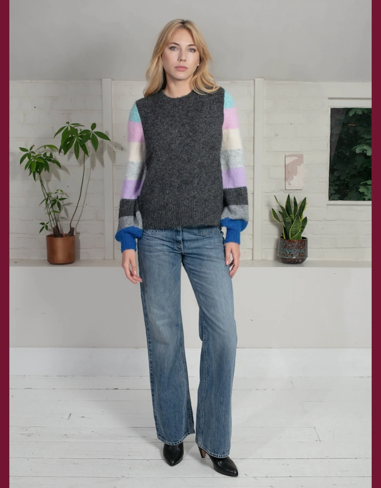 Morgan Supersoft Striped Cuff Jumper in Blue