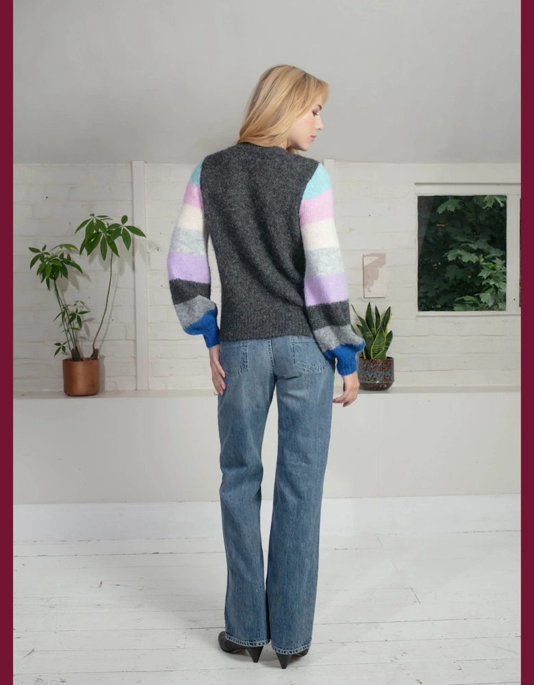 Morgan Supersoft Striped Cuff Jumper in Blue