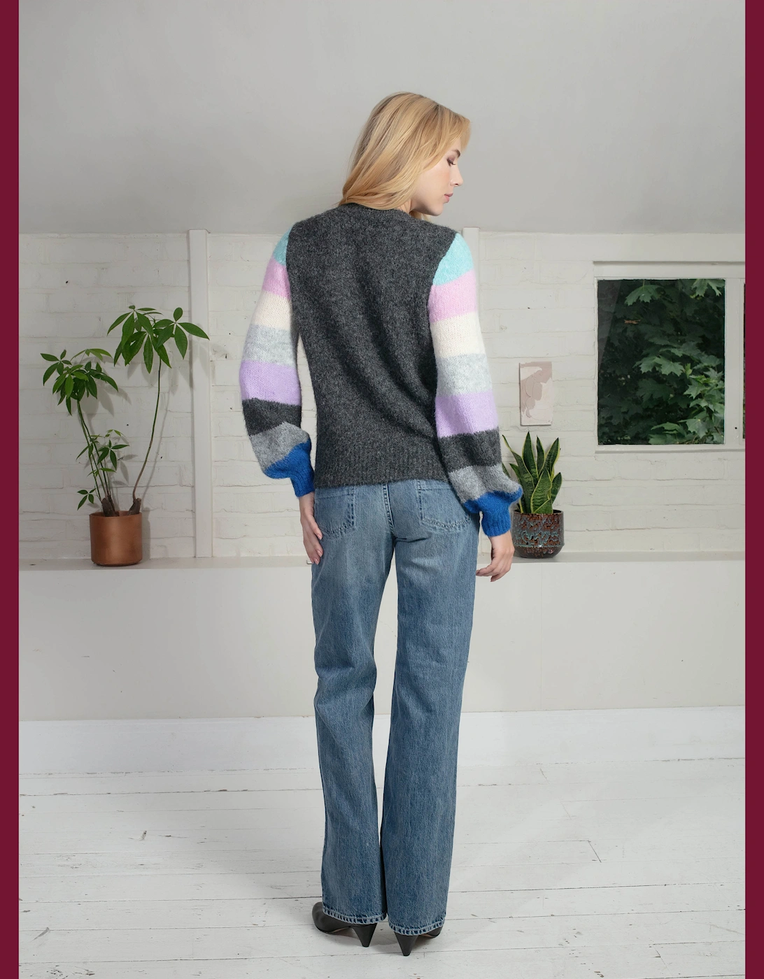 Morgan Supersoft Striped Cuff Jumper in Blue