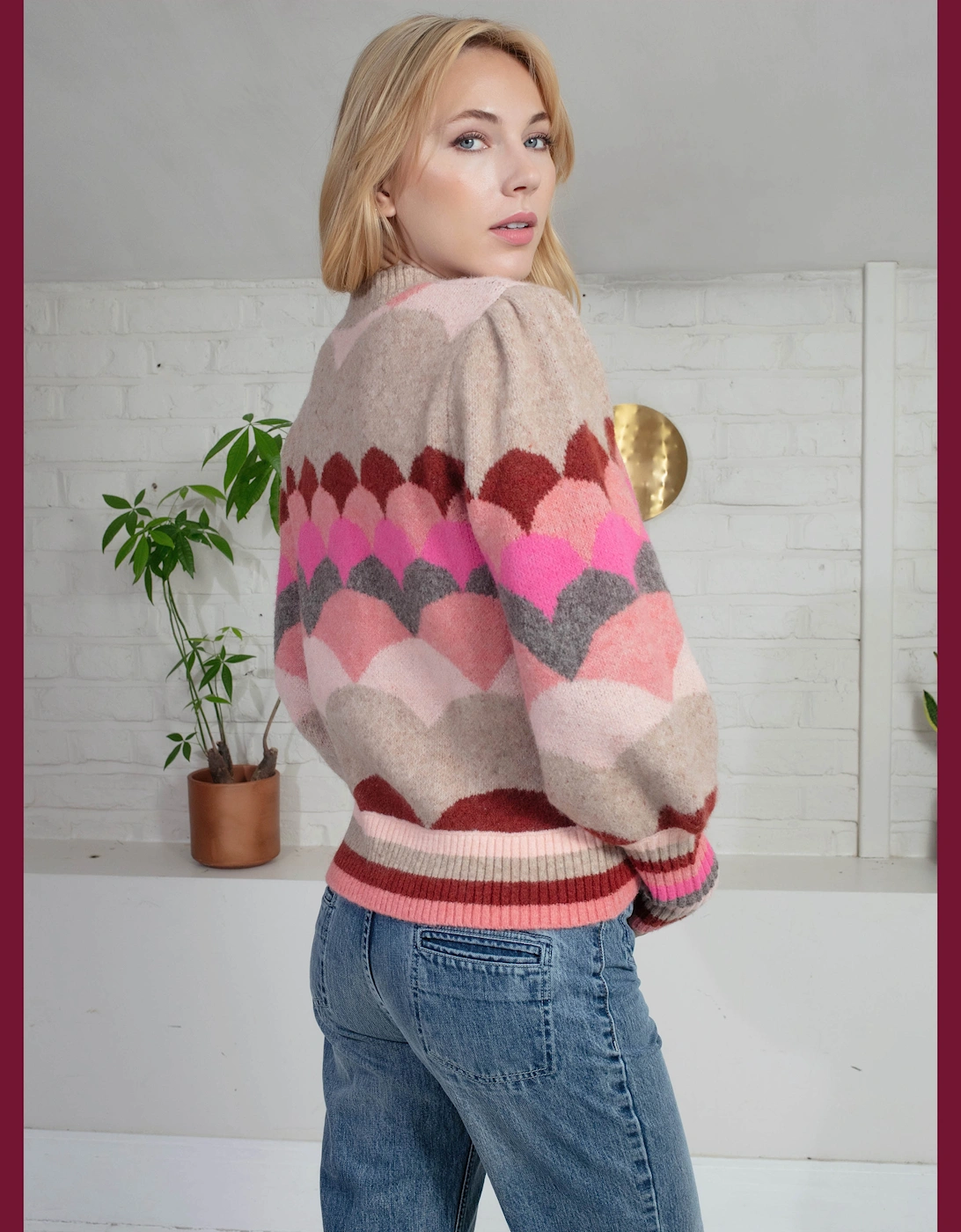 Mabel Scallop Pattern Jumper in Pink