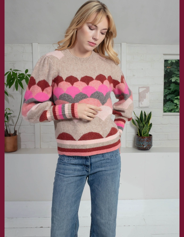 Mabel Scallop Pattern Jumper in Pink