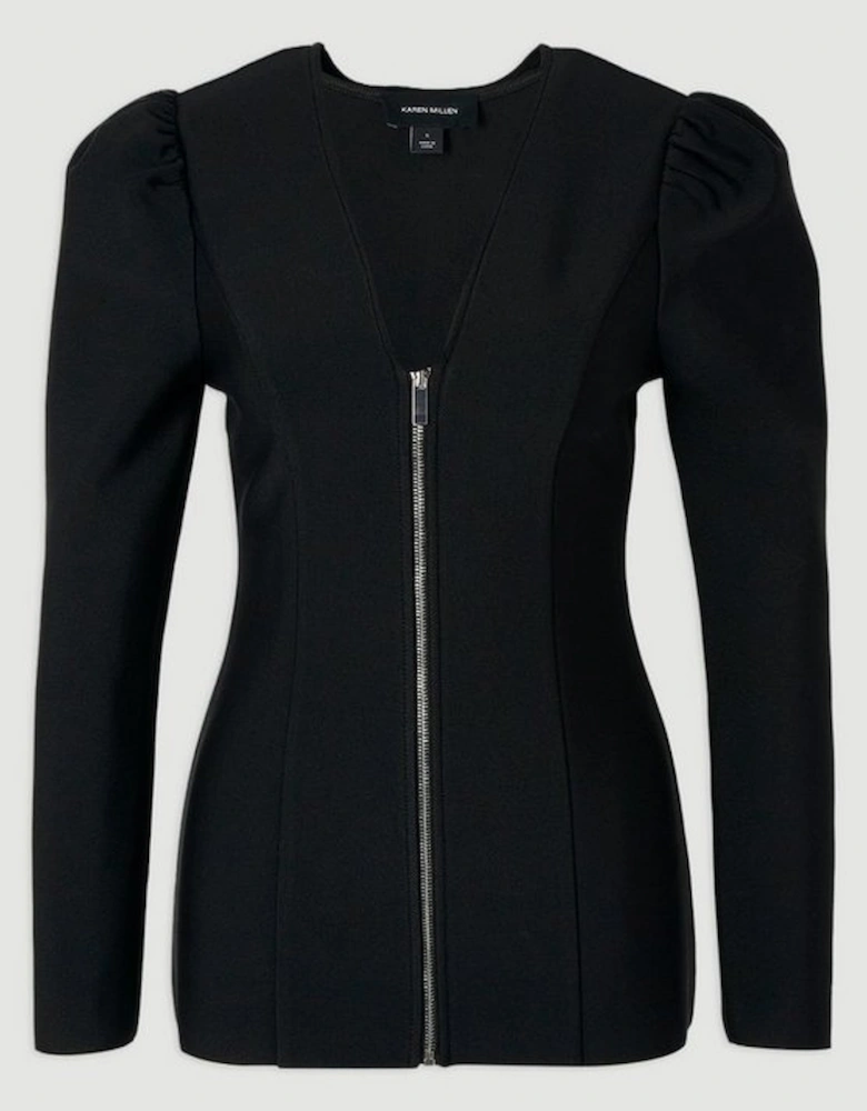 Fitted Figure Form Zip Through Jacket