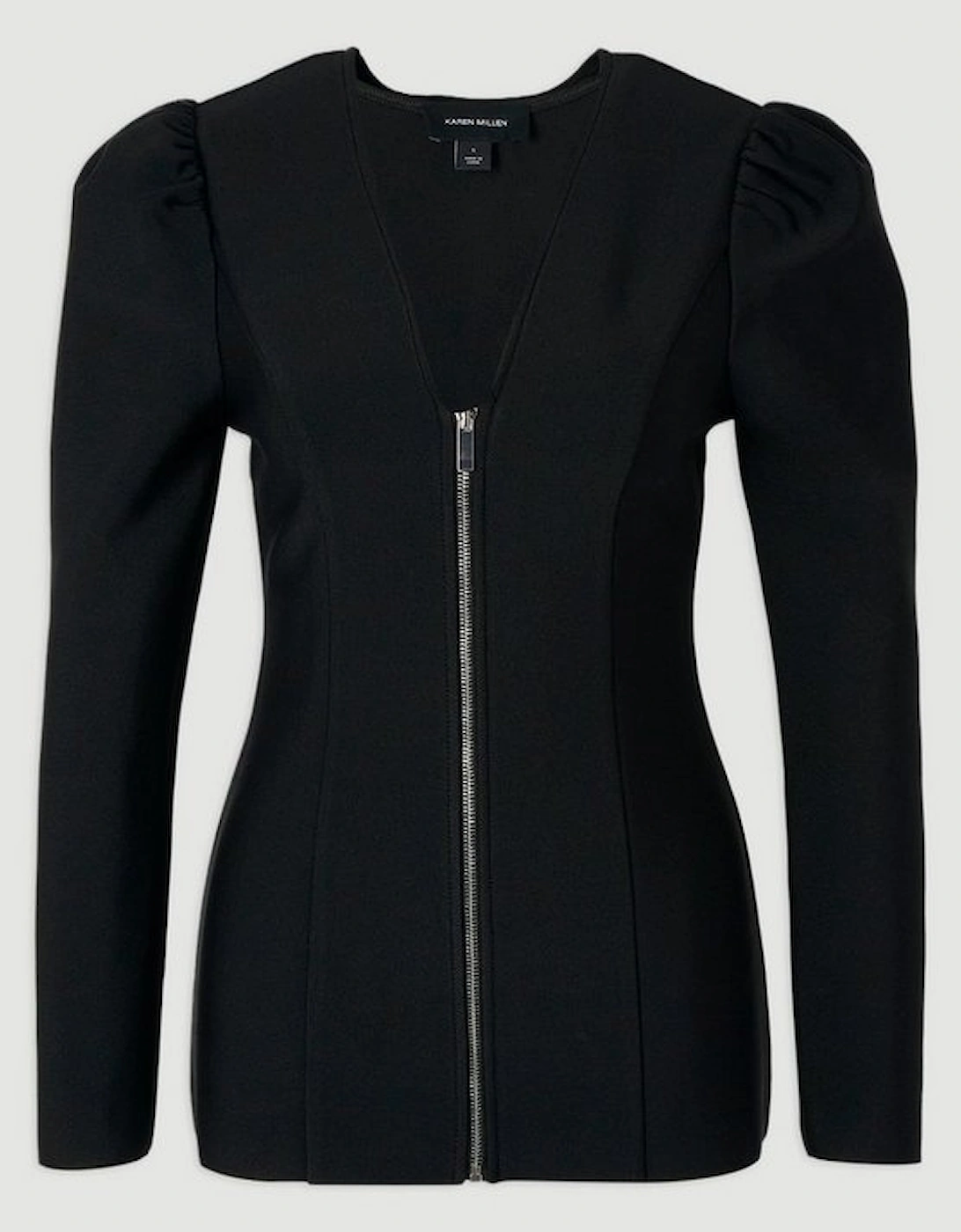 Fitted Figure Form Zip Through Jacket