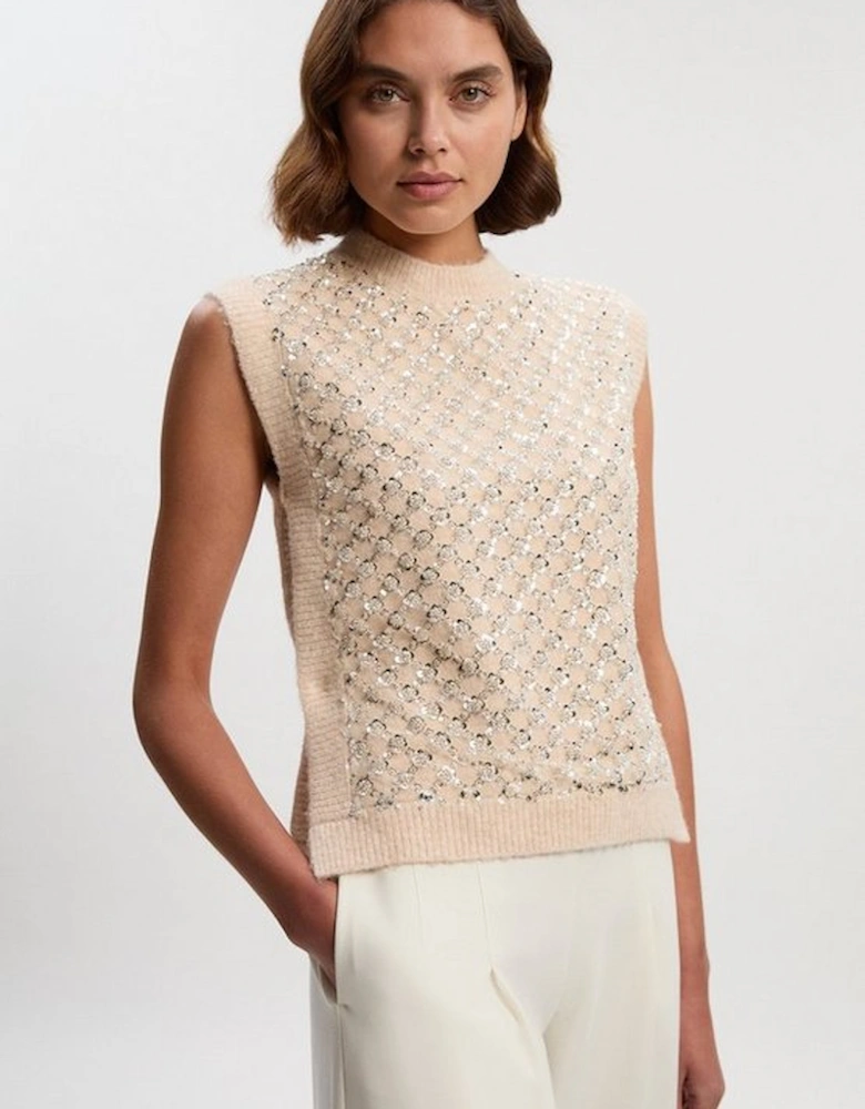 Embellished Cosy Knit Tank Top