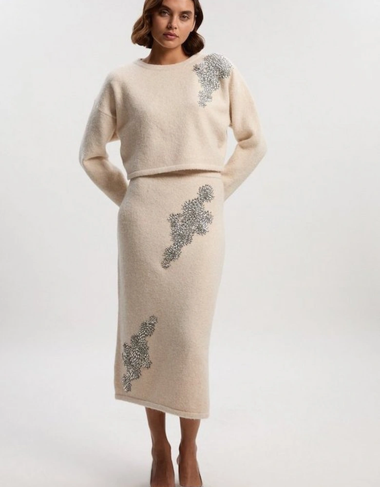 Wool Blend Embellished Cosy Crew Neck Knit Jumper