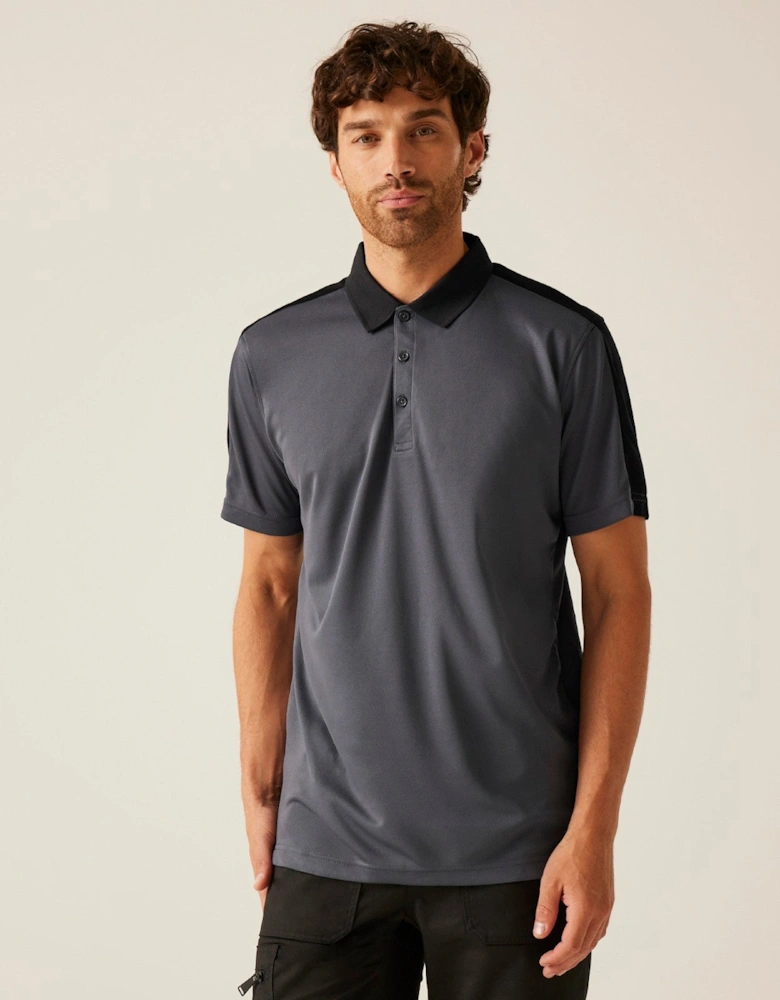 Professional Mens Contrast Coolweave Quick Wicking Short Sleeve Polo Shirt