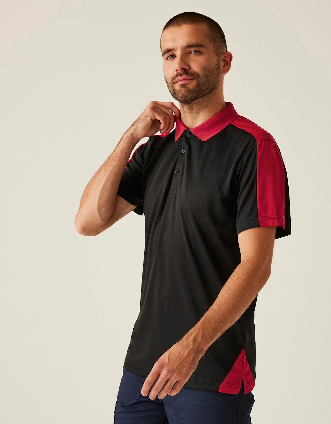 Professional Mens Contrast Coolweave Quick Wicking Short Sleeve Polo Shirt, 2 of 1