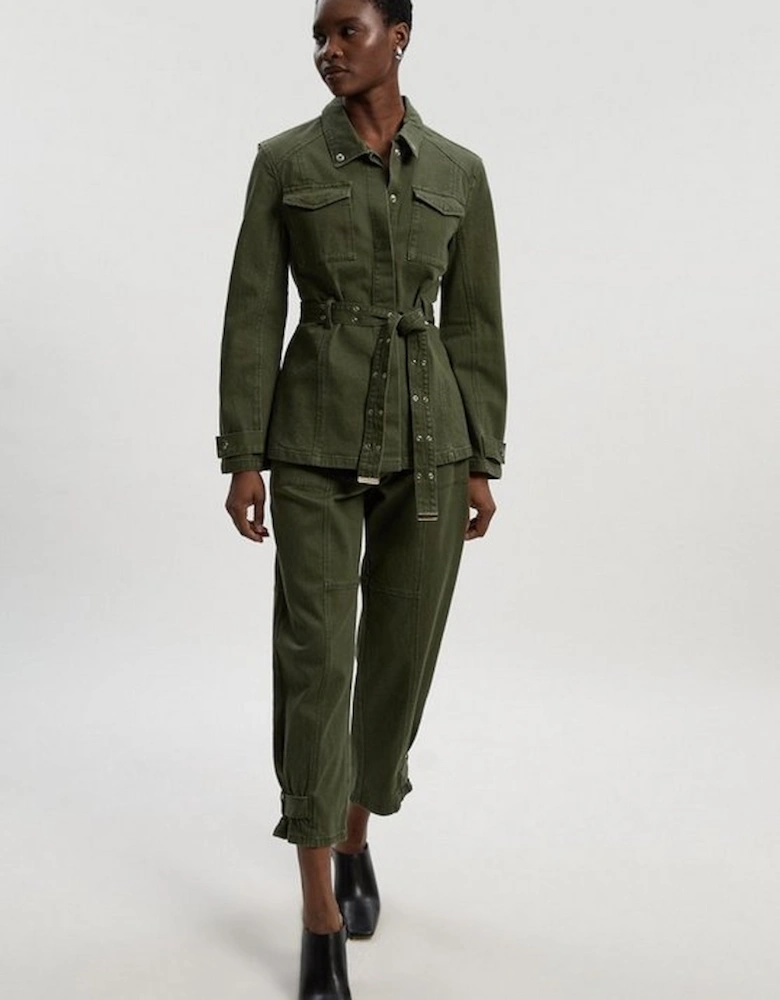 Denim Utility Belted Jacket