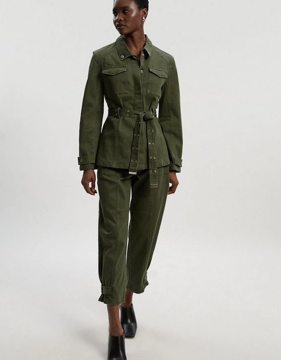 Denim Utility Belted Jacket