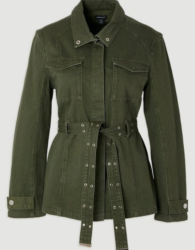 Denim Utility Belted Jacket