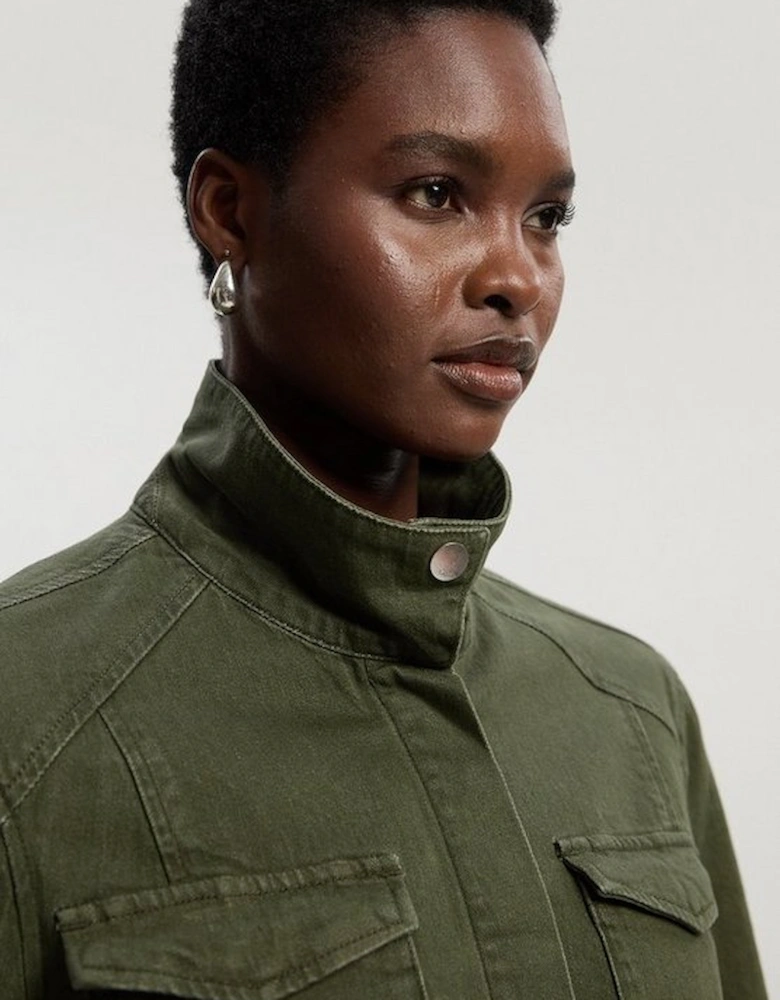 Denim Utility Belted Jacket