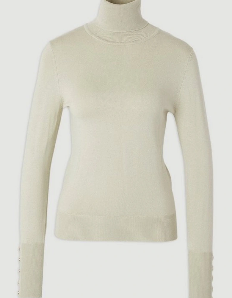 Viscose Blend Roll Neck Knit Jumper
