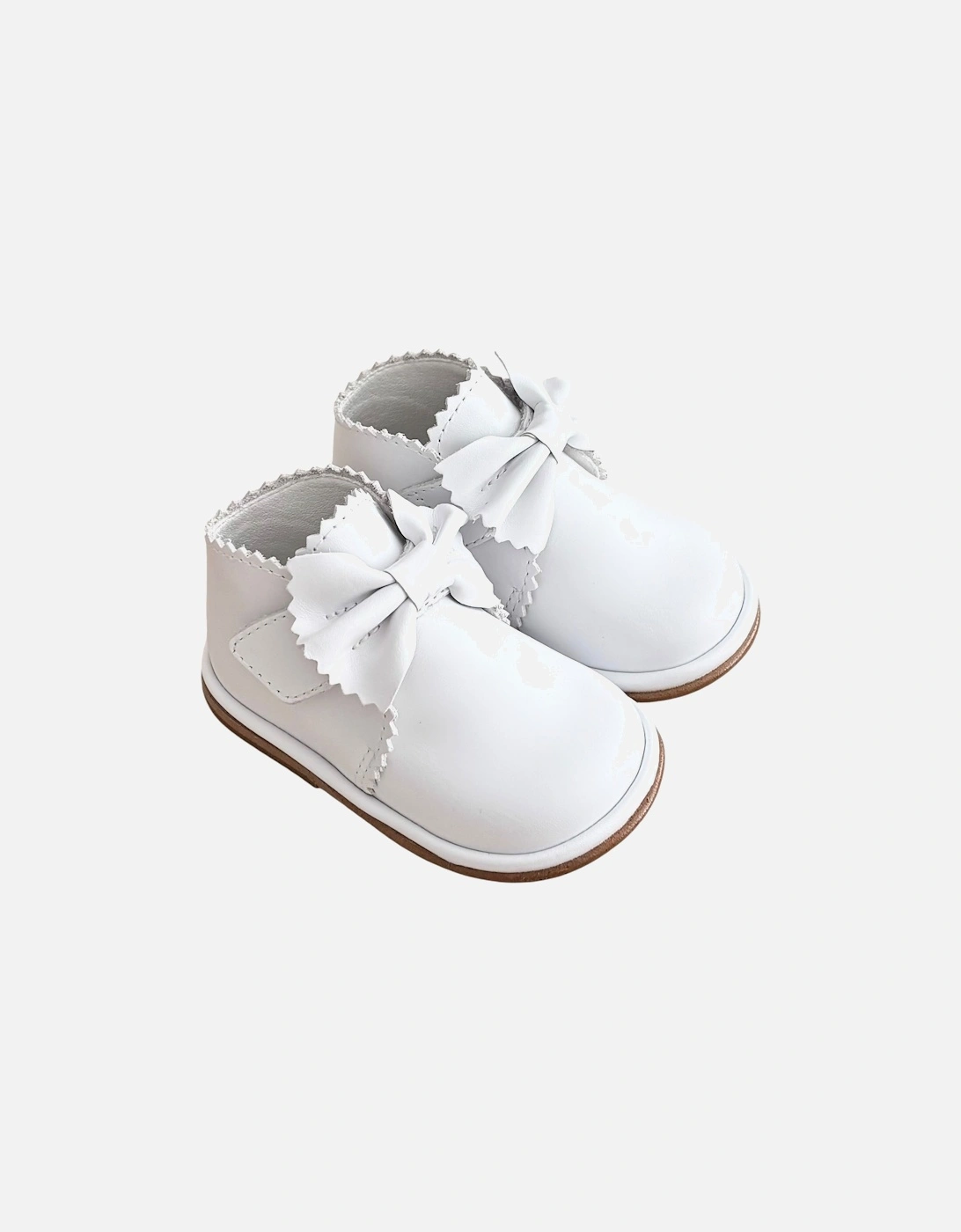 Sharon White Leather Velcro Boot with Bow, 3 of 2