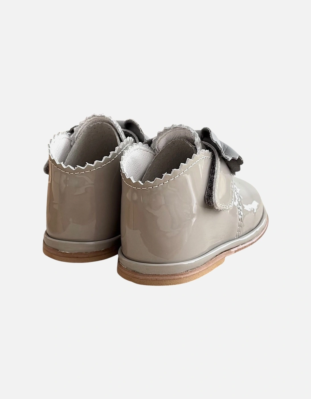 Sharon Grey Patent Leather Velcro Boot with Bow
