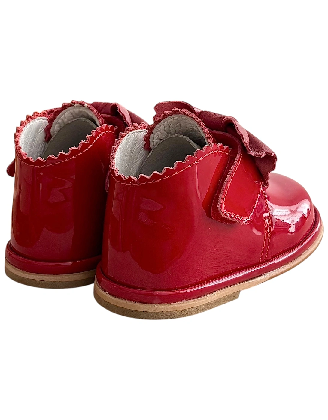 Sharon Red Patent Leather Velcro Boot with Bow