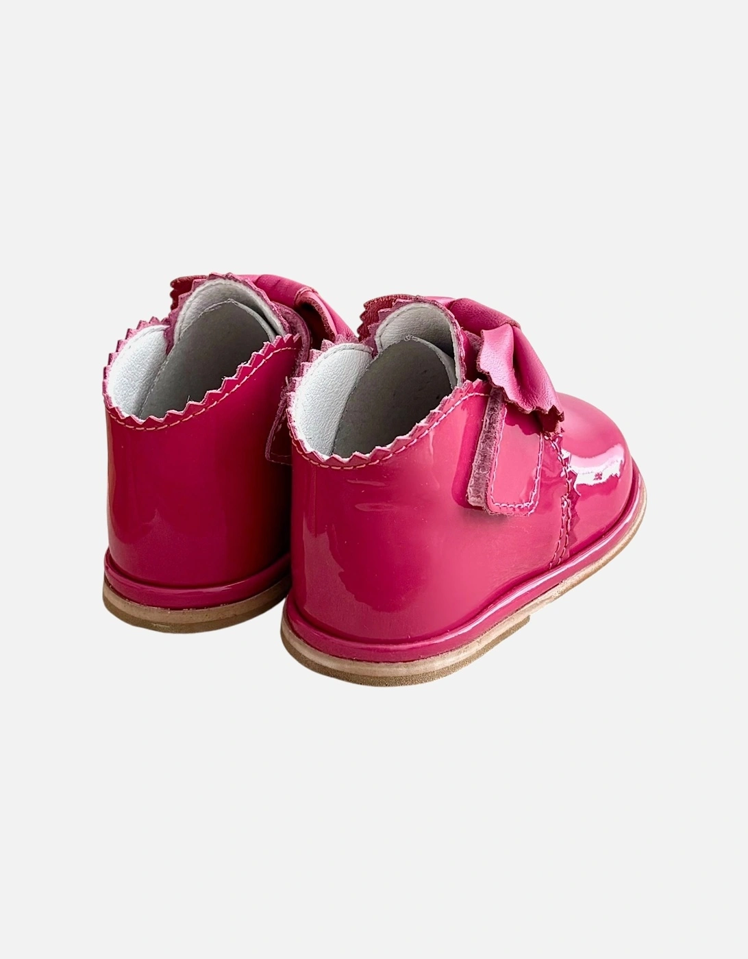 Sharon Fuchsia Patent Leather Velcro Boot with Bow