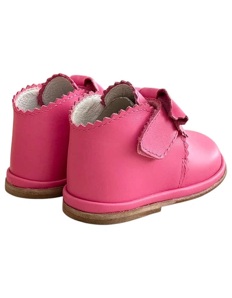 Sharon Fuchsia Leather Velcro Boot with Bow