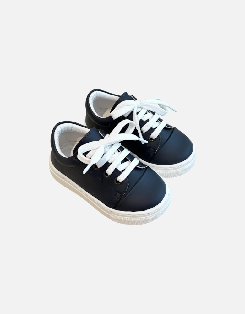 Navy Leather Santiago Trainers