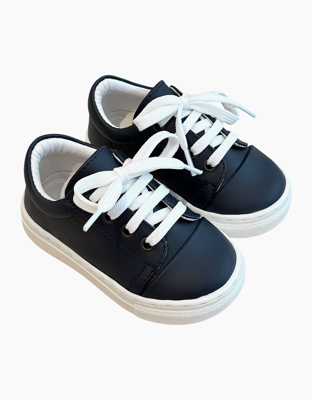 BORBOLETA Boy's Navy Leather Santiago Trainers - Black - Size: 4