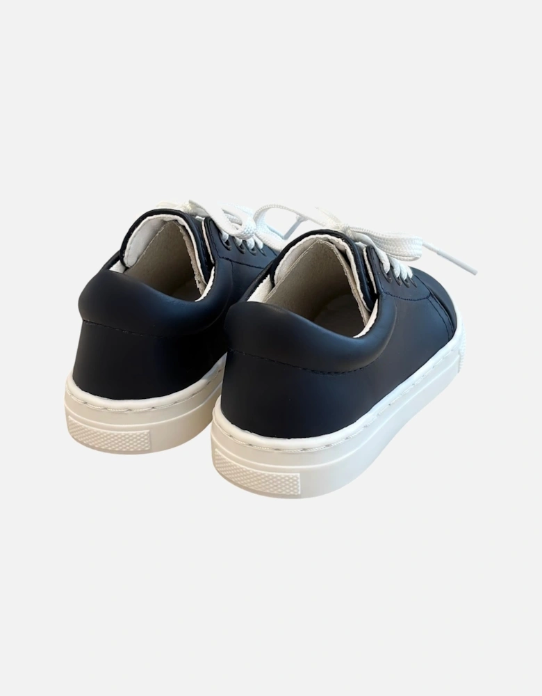 Navy Leather Santiago Trainers