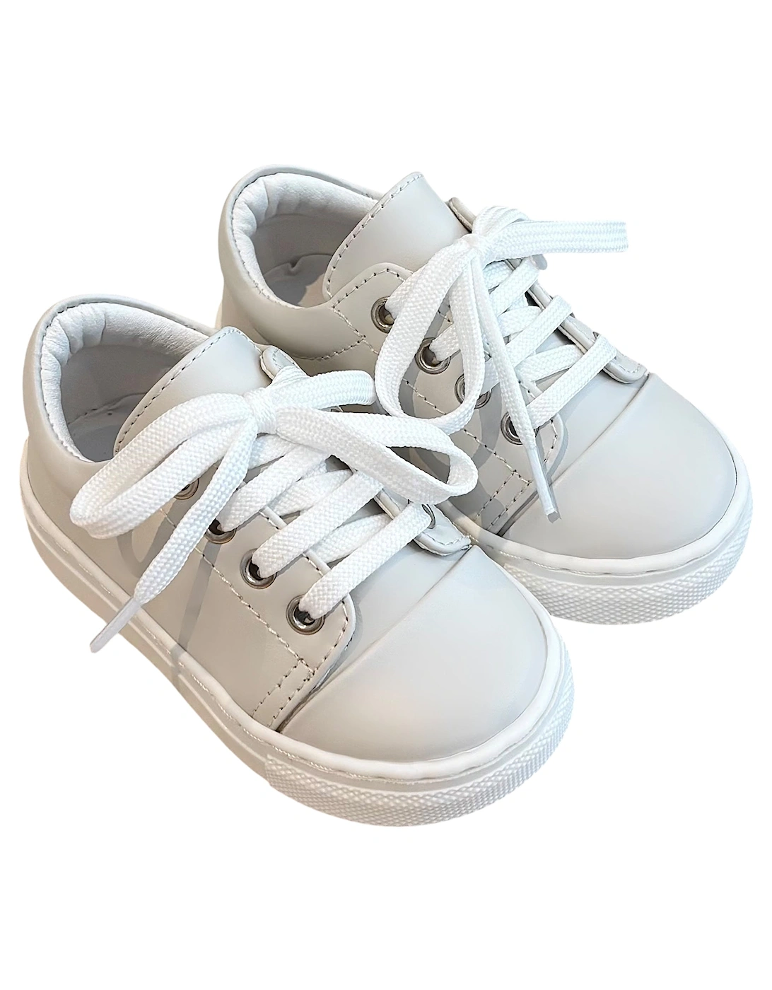 BORBOLETA Boy's Beige Leather Santiago Trainers - White - Size: 4