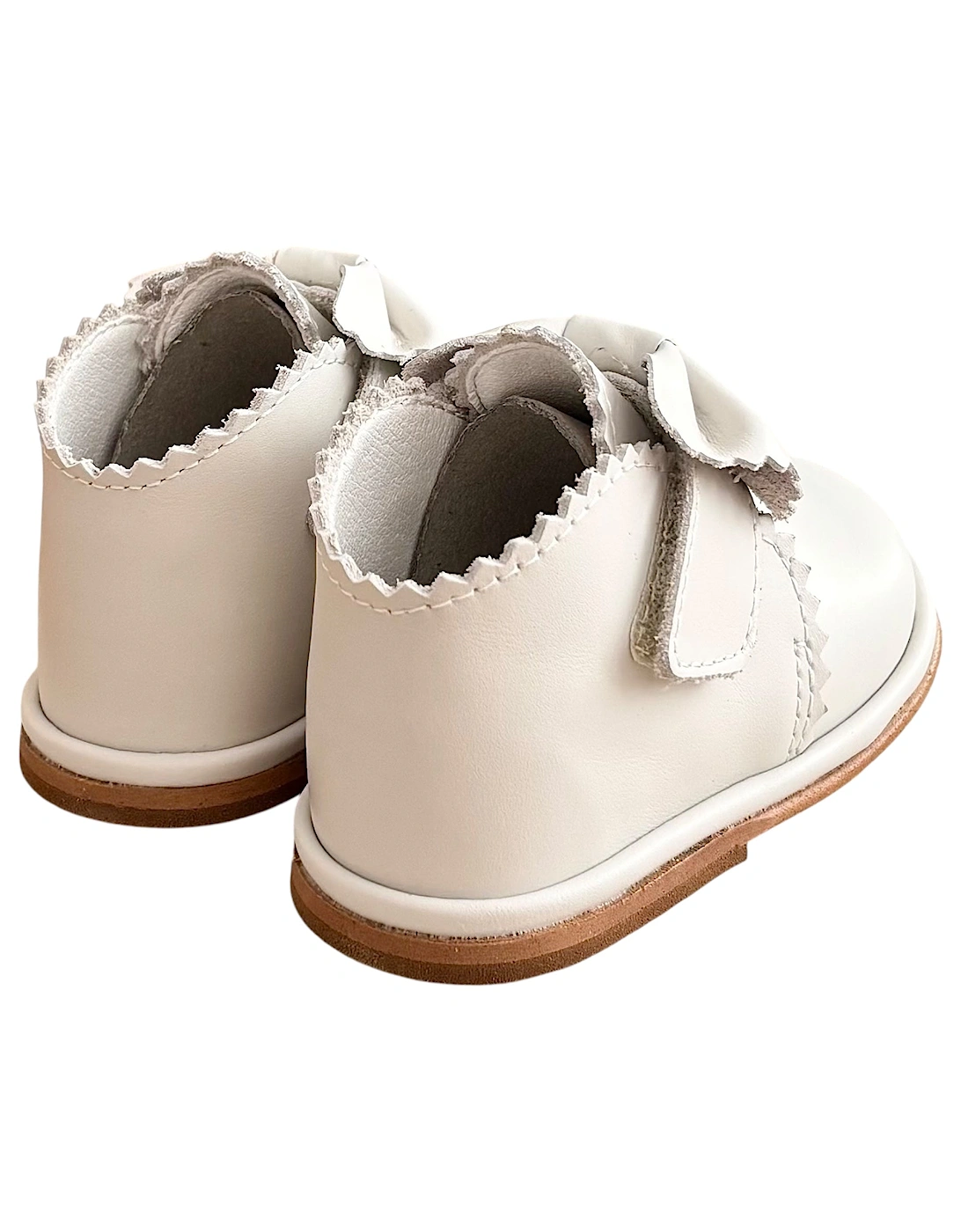 Sharon Beige Leather Velcro Boot with Bow