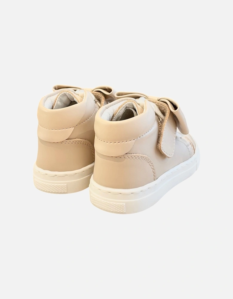 Nude Leather Tatiana Bow Hi-Top Trainers