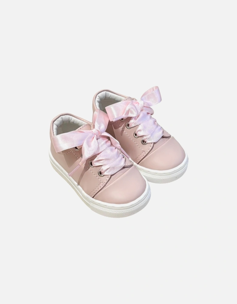 Pink Leather Santiago Ribbon Trainers