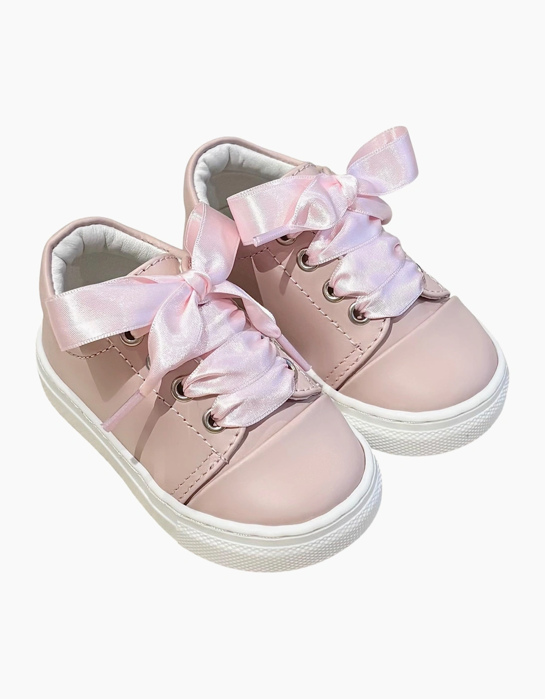 BORBOLETA Girl's Pink Leather Santiago Ribbon Trainers - Size: 5.5