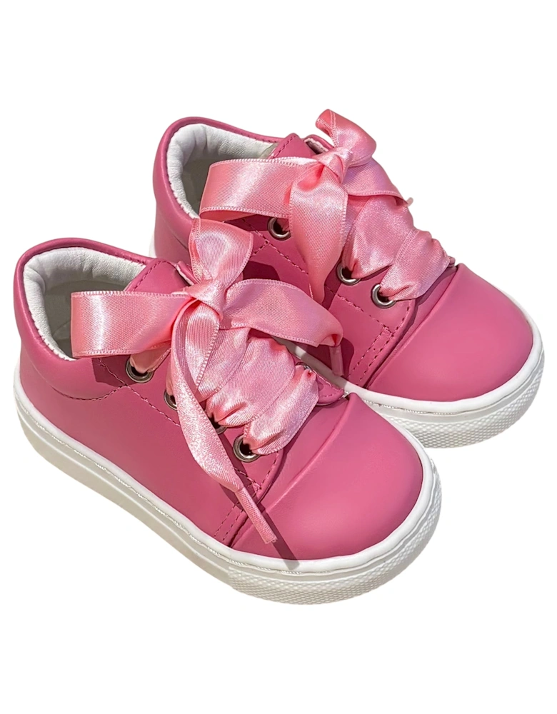 Fuchsia Leather Santiago Ribbon Trainers