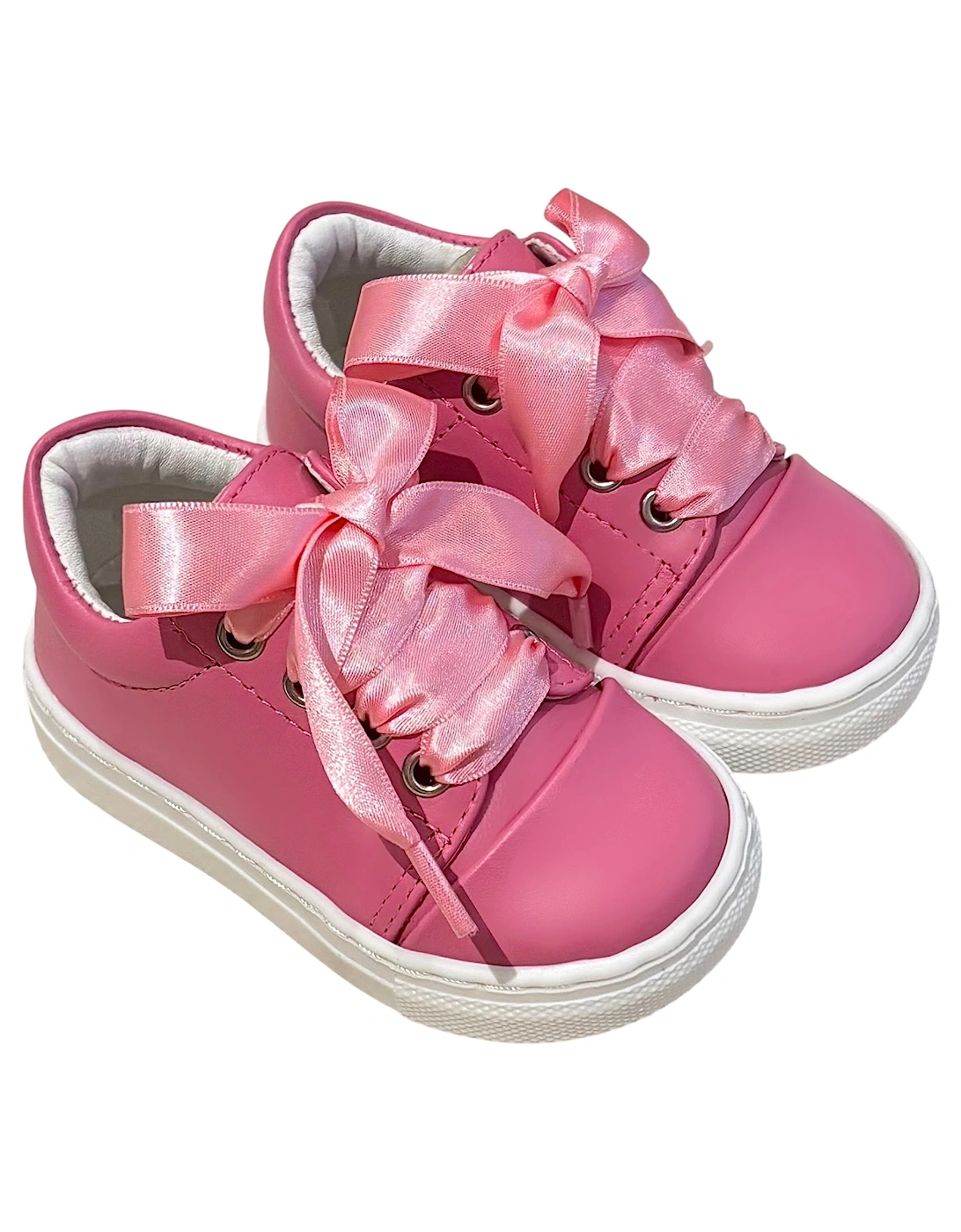 Fuchsia Leather Santiago Ribbon Trainers, 3 of 2