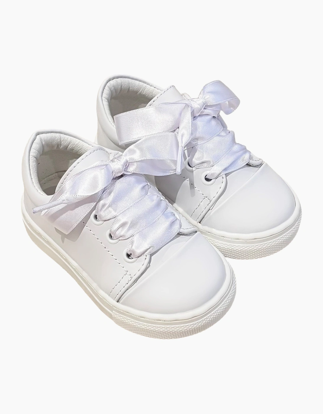 BORBOLETA Girl's White Leather Santiago Ribbon Trainers - Size: 3