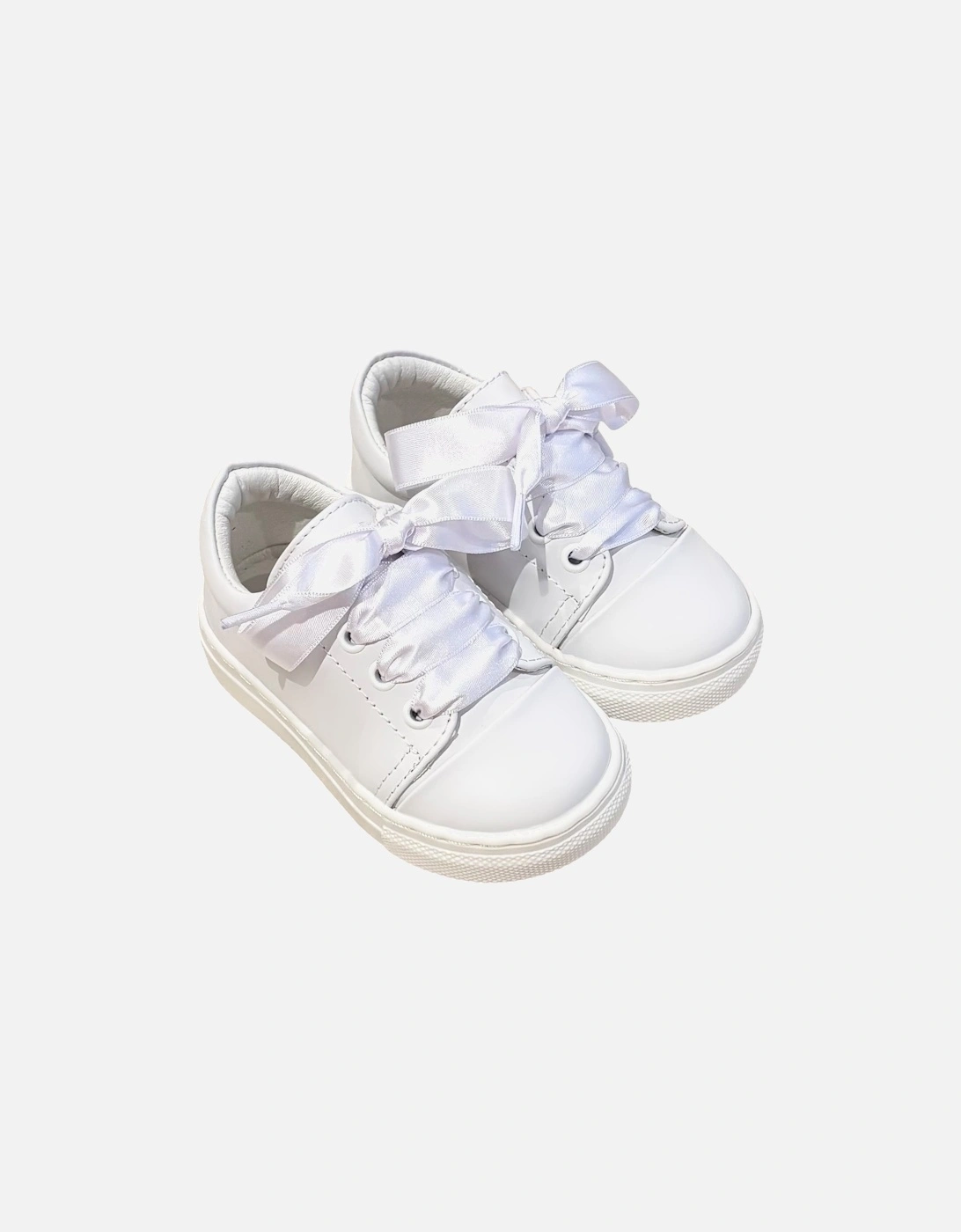 White Leather Santiago Ribbon Trainers, 3 of 2