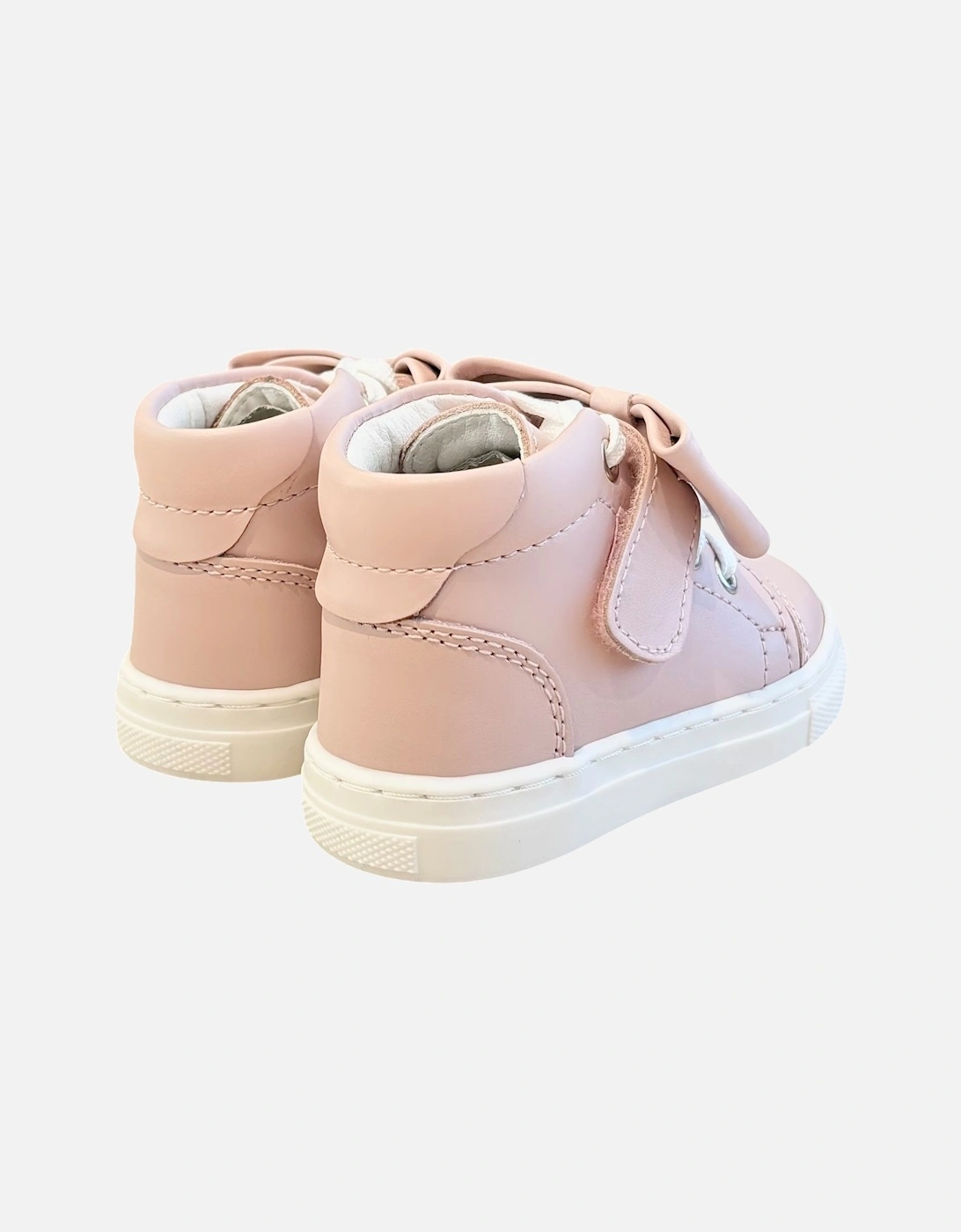 Pink Leather Tatiana Bow Hi-Top Trainers (New Sole)